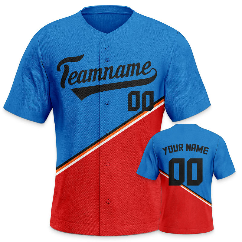 Custom Powder Blue Red-Black Creative  Cool Concept Authentic Baseball Jersey