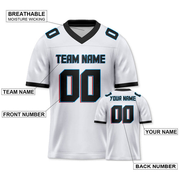 Custom White Black-Powder Blue Mesh Authentic Football Jersey