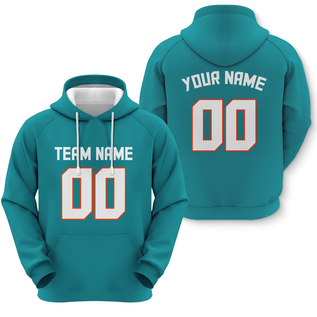 Custom Aqua White-Orange Sports Pullover  Sweatshirt Football Hoodie