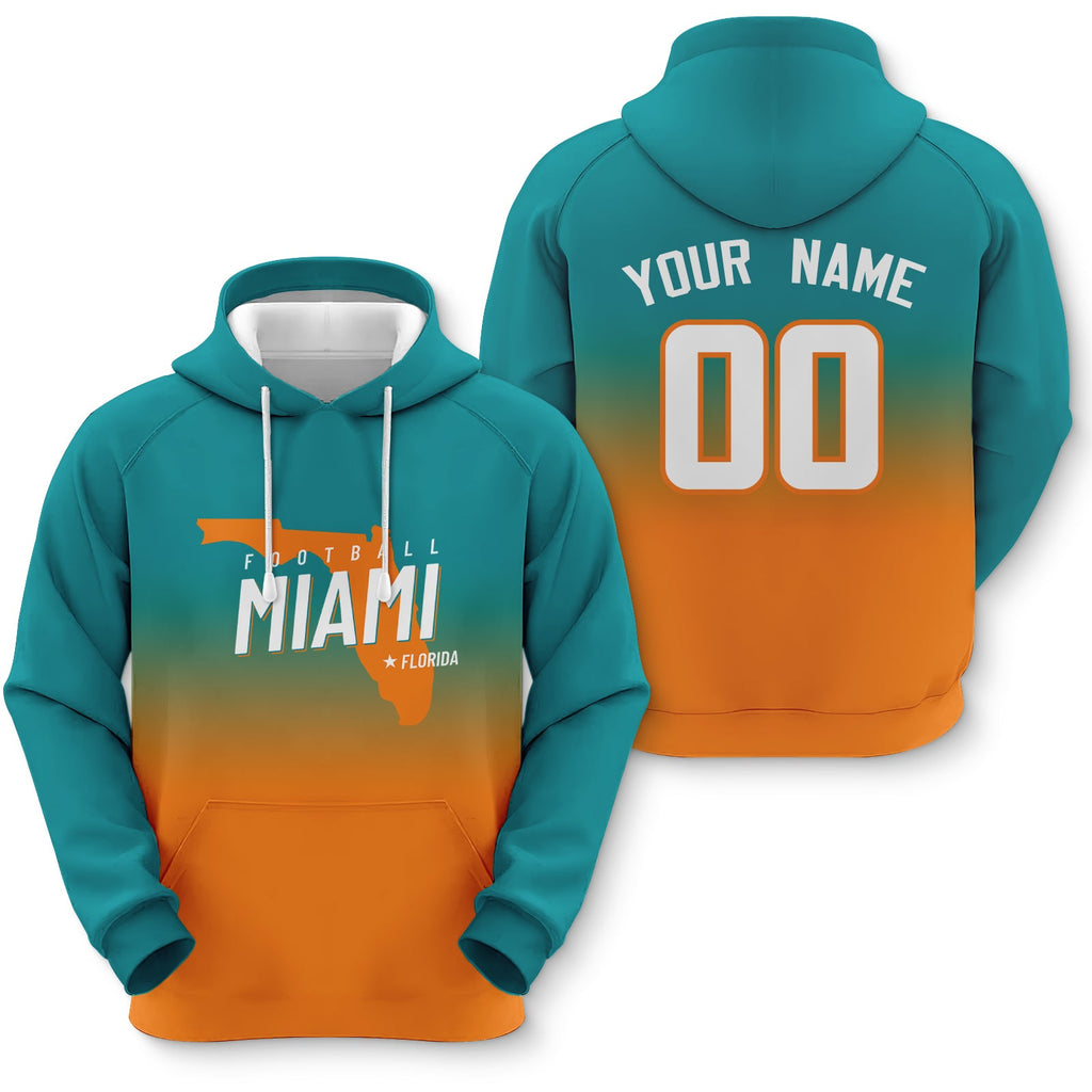 Custom Sports Pullover Sweatshirt City Miami Map Split Fashion Football Hoodie