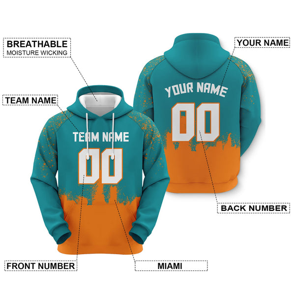 Custom Sports Pullover  Sweatshirt Graffiti City Miami Fashion Football Hoodie