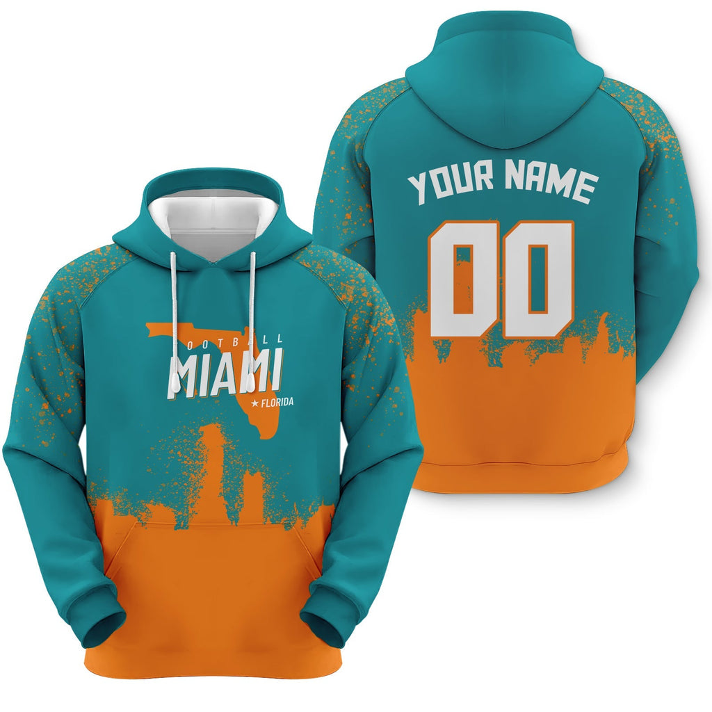 Custom Sports Pullover  Sweatshirt Football Graffiti City Map Miami Fashion Hoodie