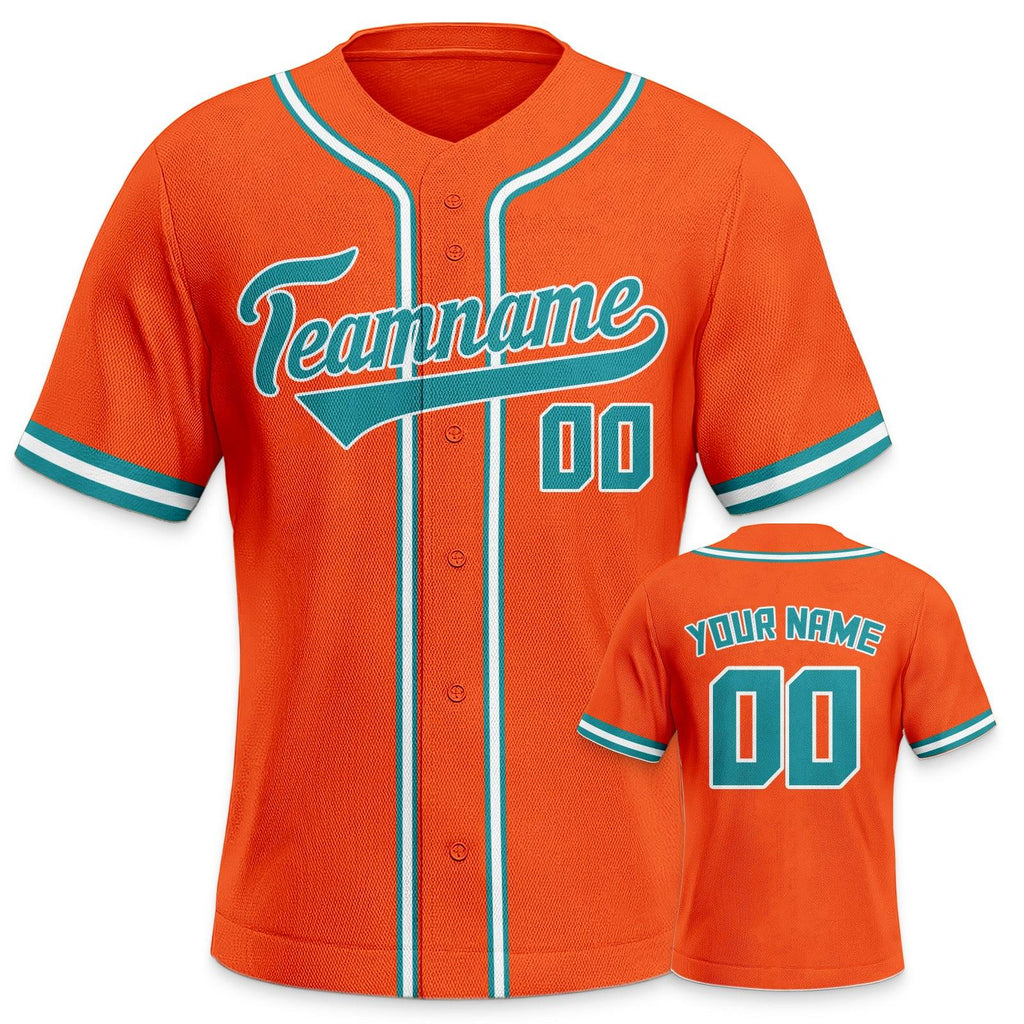 Custom Orange Aqua-White Authentic Classic Baseball Jersey