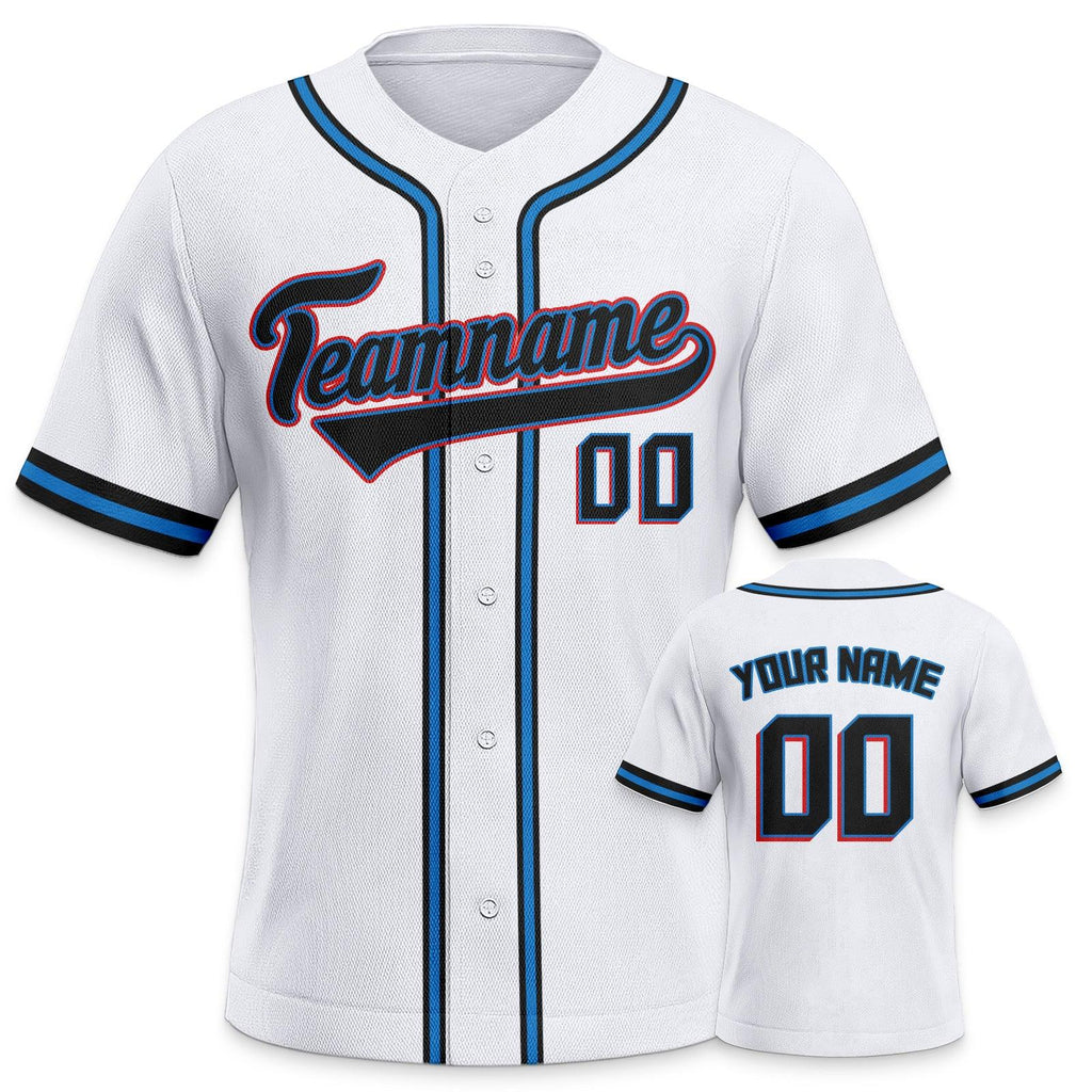 Custom White Black-Blue Orange Authentic Classic Baseball Jersey