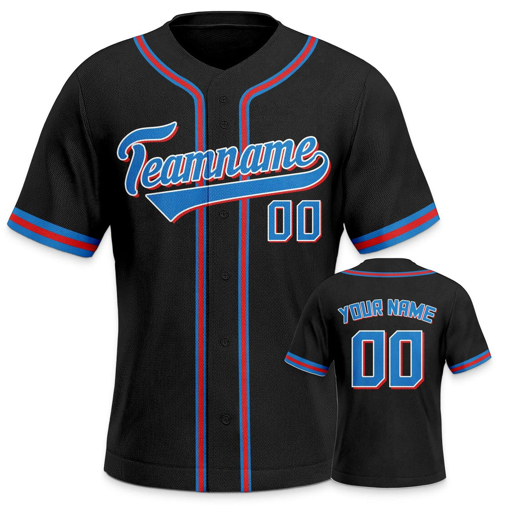 Custom Black Blue-Red White Authentic Classic Baseball Jersey