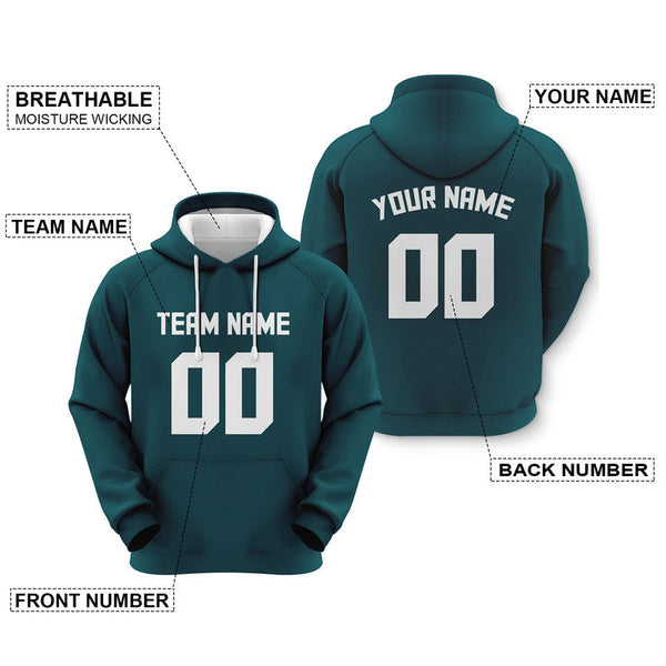 Custom Midnight Green White Sports Pullover  Sweatshirt Football Hoodie