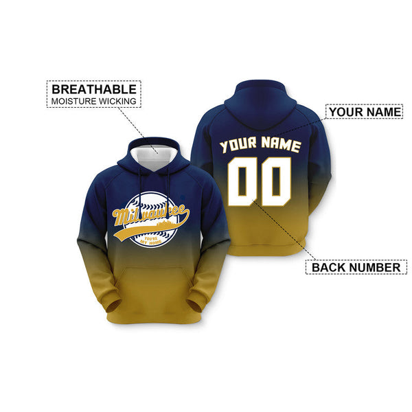 Custom Sports Pullover Sweatshirt Baseball City Milwaukee  You're My Home Split Fashion Hoodie