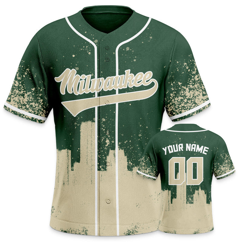 Custom 3D Graffiti Green Beige-White Authentic Baseball Silhouette Jersey