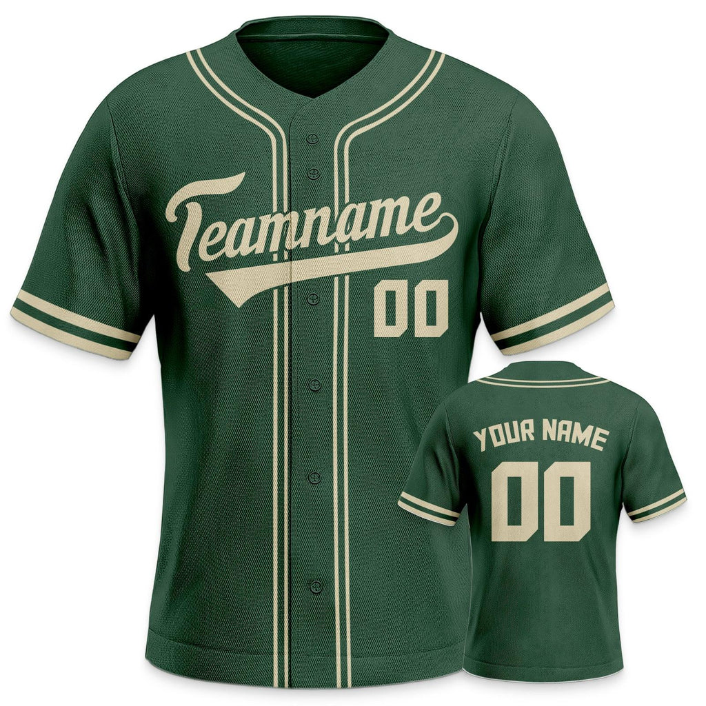 Custom Green Cream White-Green Authentic Classic Baseball Jersey