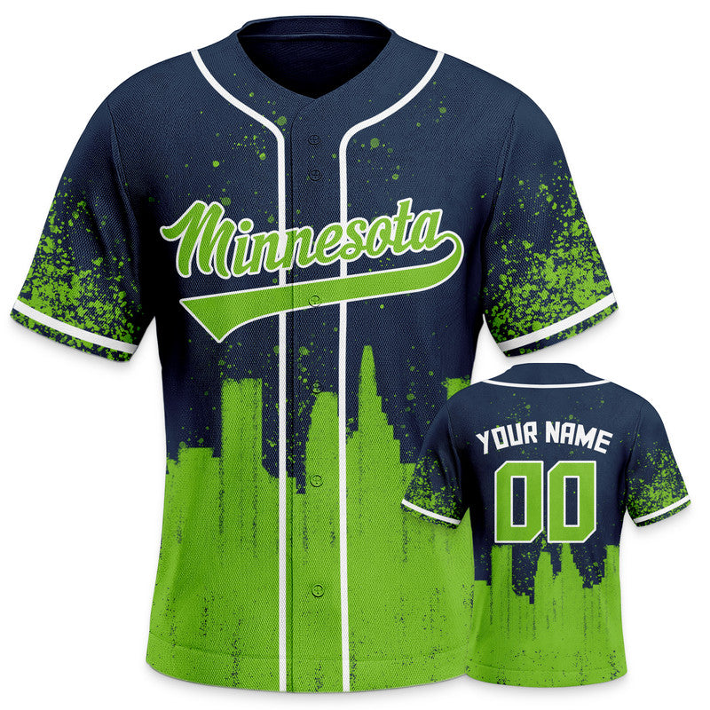 Custom 3D Graffiti Navy Neon Green-White Authentic Baseball Silhouette Jersey