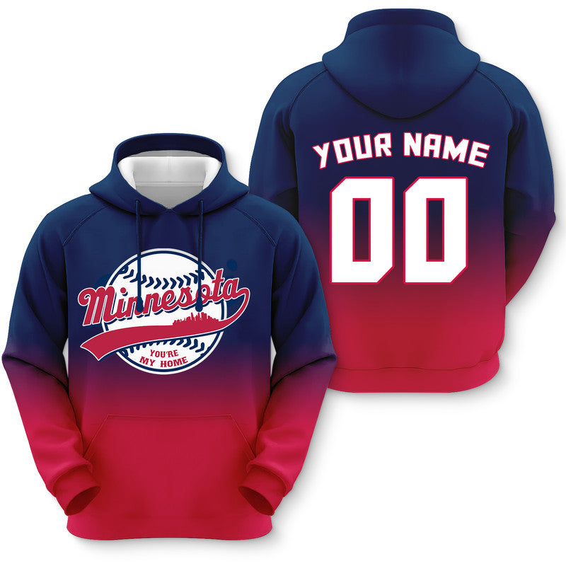 Custom Sports Pullover Sweatshirt Baseball City Minnesota   You're My Home Split Fashion Hoodie