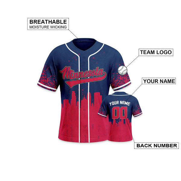 Custom 3D Graffiti Navy Red-White Authentic Baseball Silhouette Jersey