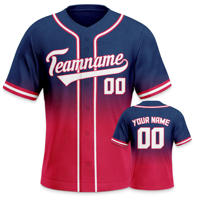 Custom Royal Red-White Authentic Fade Fashion Baseball Jersey1