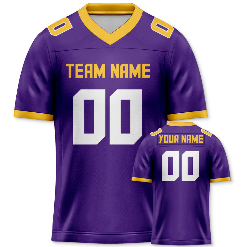 Custom Purple White-Yellow Mesh Authentic Football Jersey