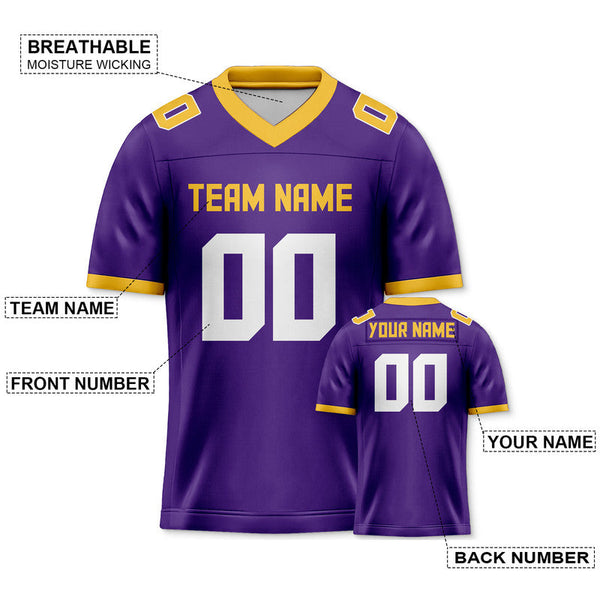 Custom Purple White-Yellow Mesh Authentic Football Jersey