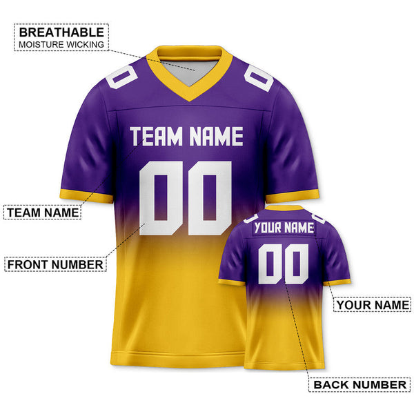 Custom Purple Gold-White Authentic Split Fashion Football Jersey