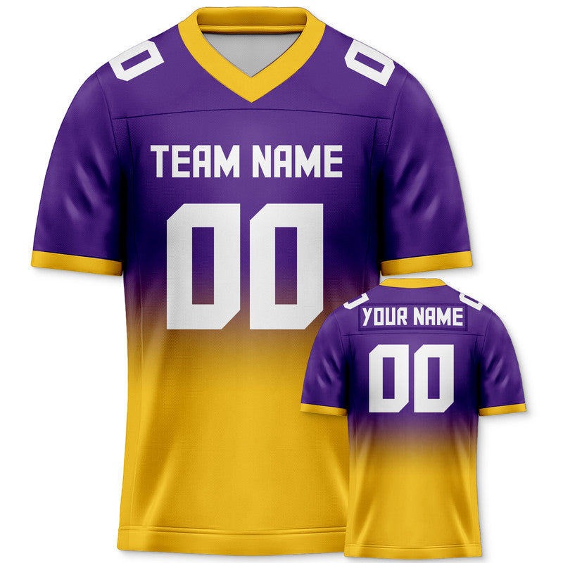 Custom Purple Gold-White Authentic Split Fashion Football Jersey