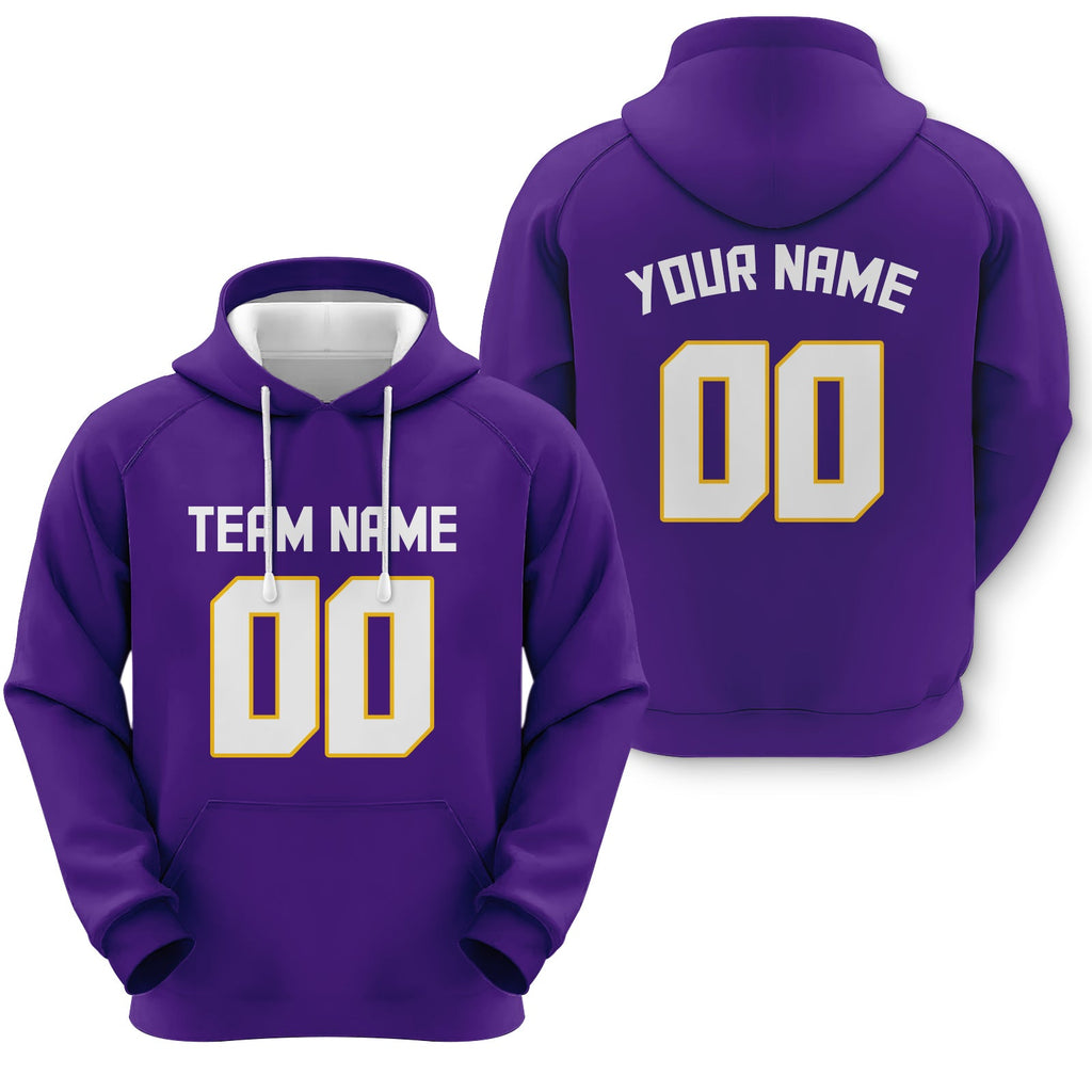 Custom Purple White-Gold Sports Pullover Sweatshirt Football Hoodie