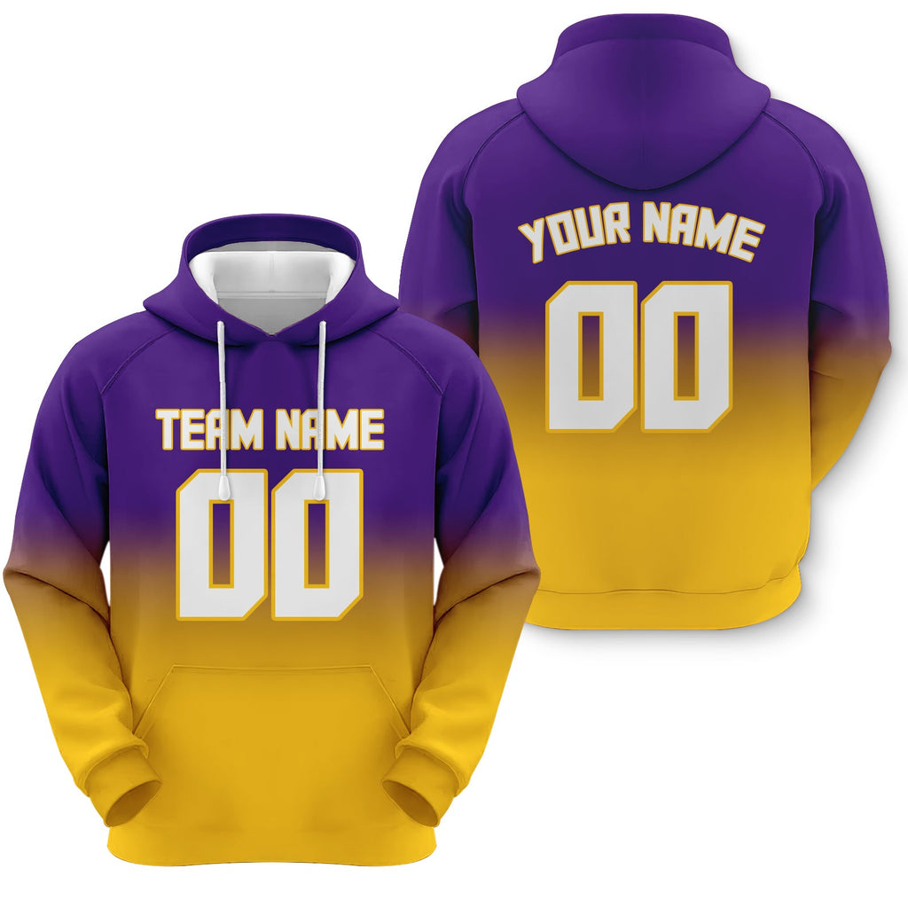 Custom Purple White-Gold Sports Pullover Sweatshirt Split Fashion Football Hoodie