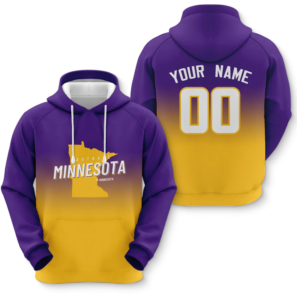 Custom Sports Pullover Sweatshirt City Minnesota Map Split Fashion Football Hoodie