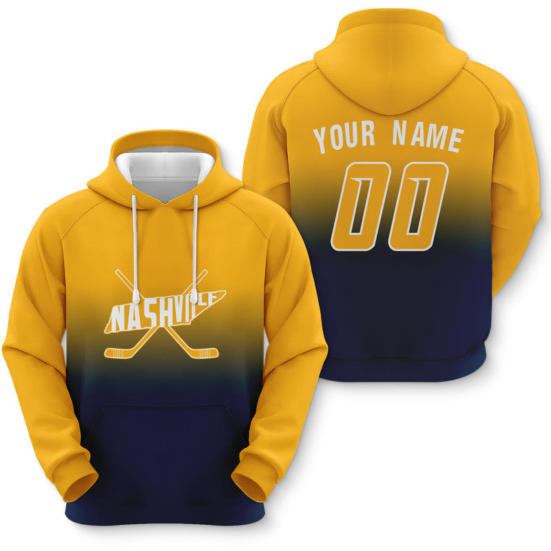 Custom Sports Pullover Sweatshirt Hockey Split Map Nashville  Fashion Hoodie