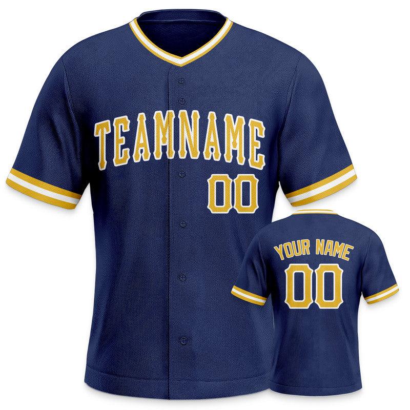 Custom Navy Gold-White Authentic Baseball Jersey-1