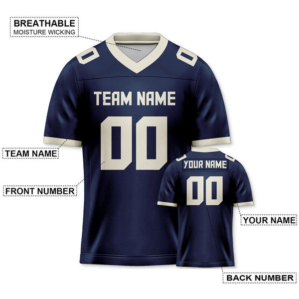 Custom Navy Cream Mesh Authentic Football Jersey