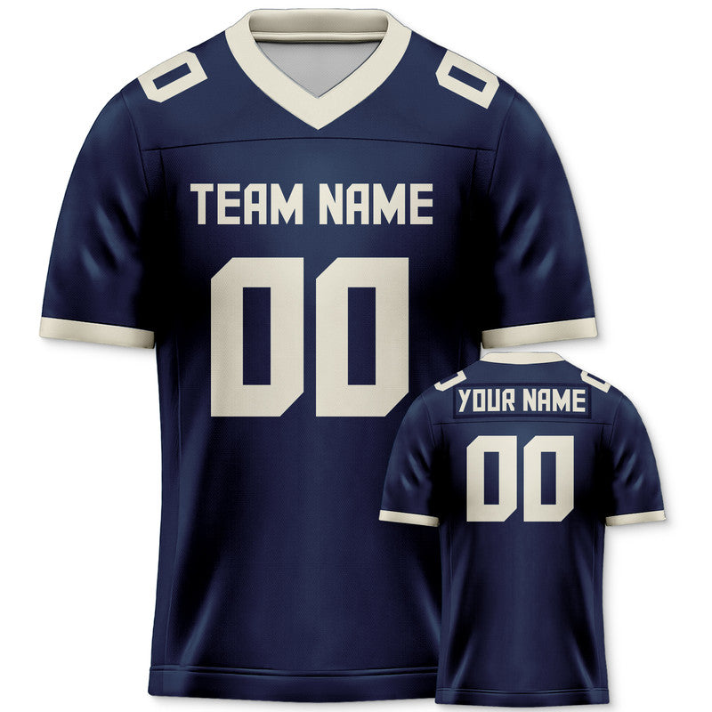 Custom Navy Cream Mesh Authentic Football Jersey