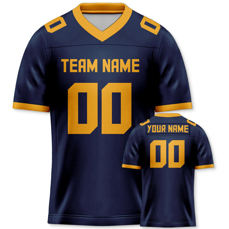 Custom Navy Gold Mesh Authentic Football Jersey