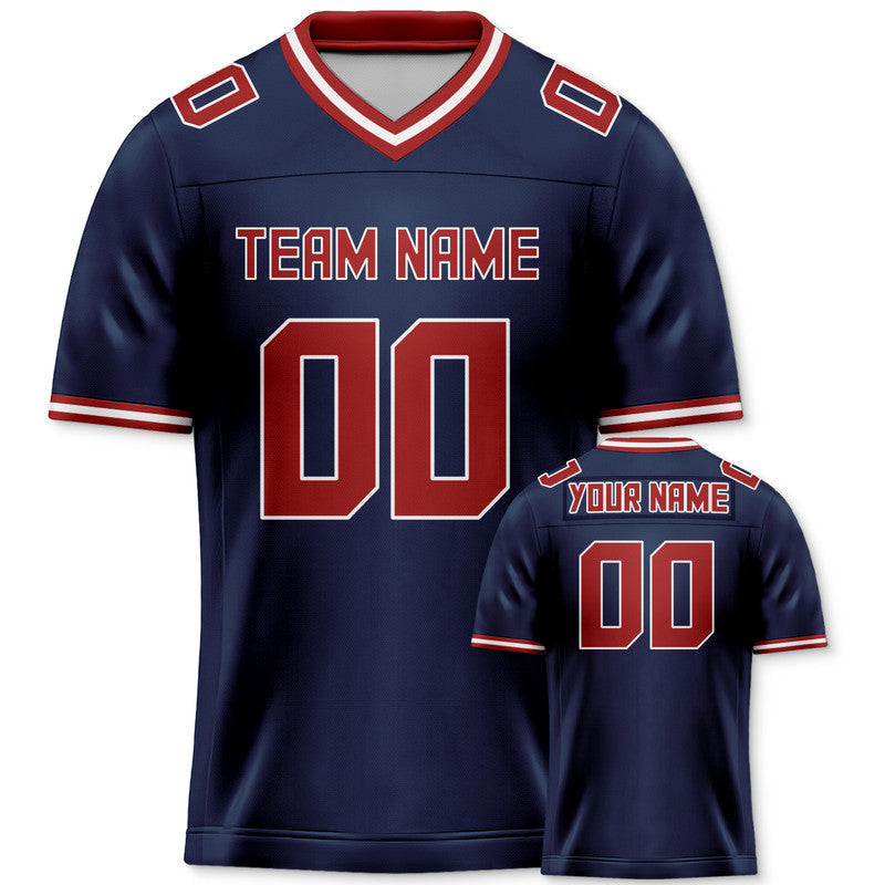 Custom Navy Red Mesh Authentic Football Jersey