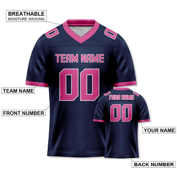 Custom Navy Pink Mesh Authentic Football Jersey