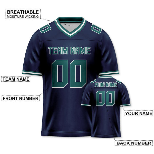 Custom Navy Kelly Green Mesh Authentic Football Jersey