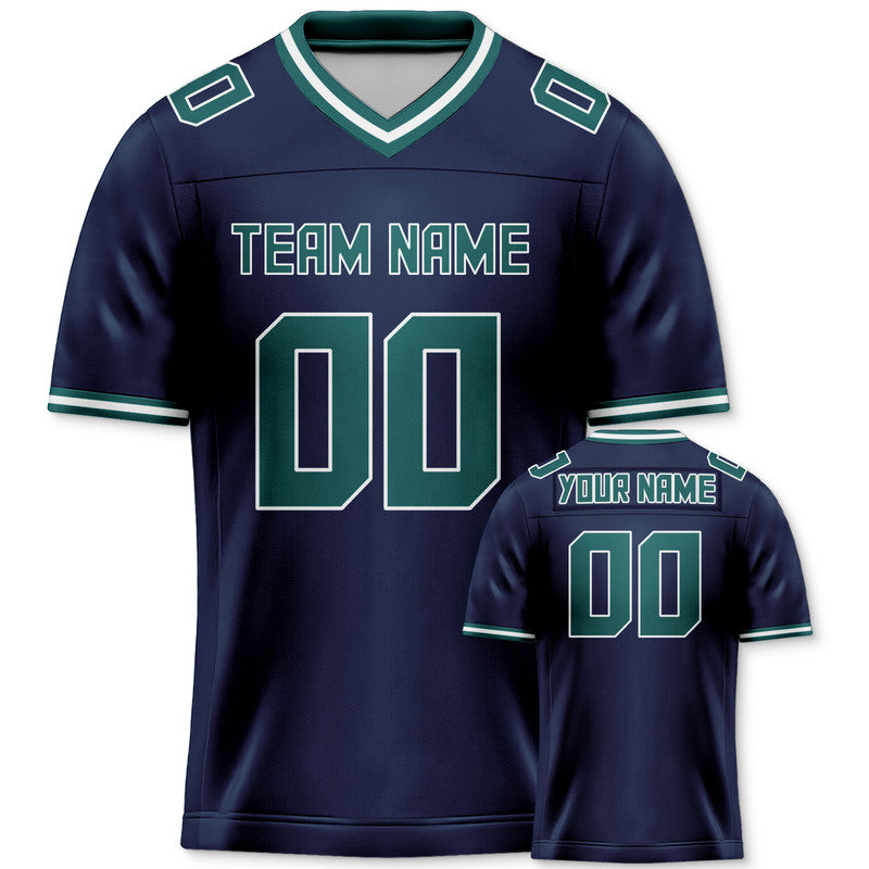 Custom Navy Kelly Green Mesh Authentic Football Jersey