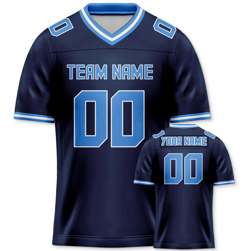 Custom Navy Light Blue Mesh Authentic Football Jersey