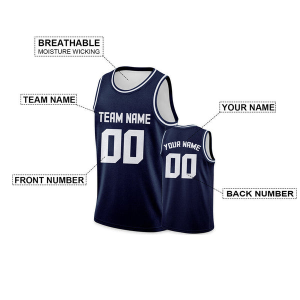 Custom Navy White Authentic Basketball Jersey