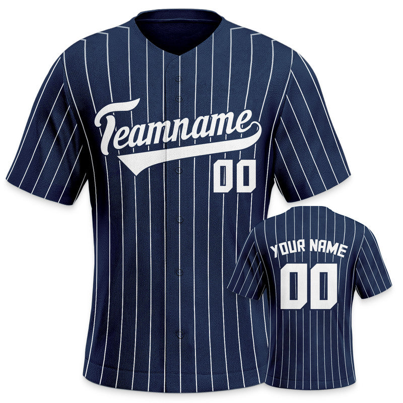 Custom Navy Gray Pinstripe White Gray Authentic Baseball Jersey