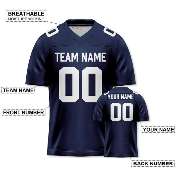 Custom Navy White Authentic Football Jersey