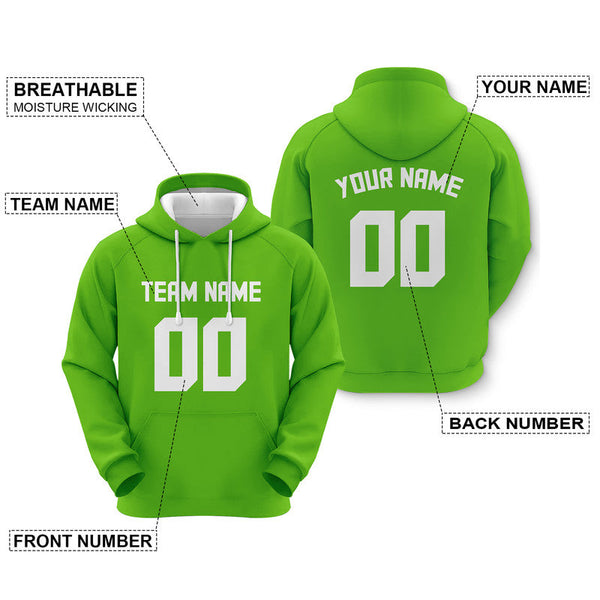 Custom Neon Green White Sports Pullover Sweatshirt Football Hoodie