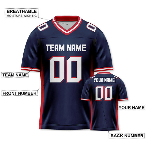 Custom Navy White-Red Concept Version Authentic Football Jersey