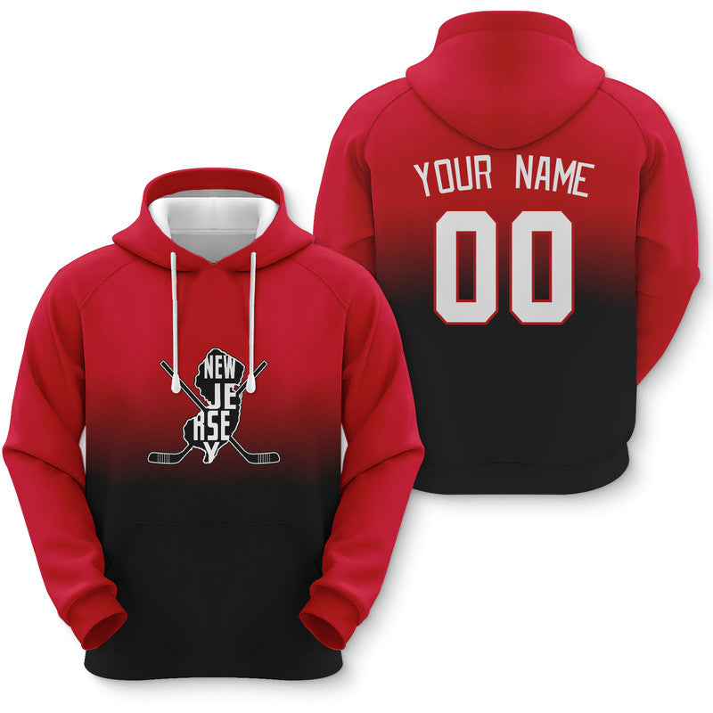 Custom Sports Pullover Sweatshirt Hockey Split Map New Jersey  Fashion Hoodie