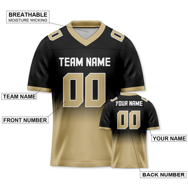 Custom Black Old Gold-White Authentic Split Fashion Football Jersey