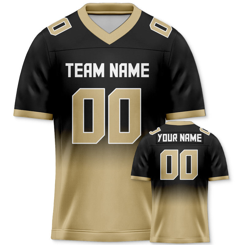 Custom Black Old Gold-White Authentic Split Fashion Football Jersey