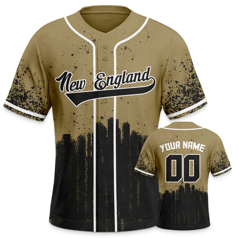 Custom 3D Graffiti Old Gold Black-White Authentic Baseball Silhouette Jersey