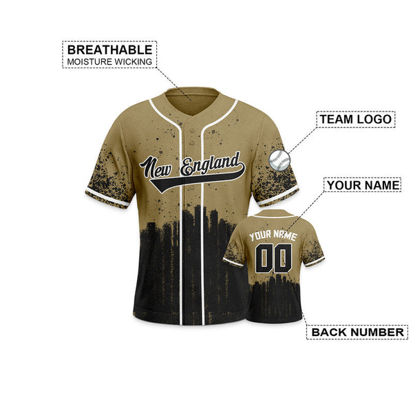 Custom 3D Graffiti Old Gold Black-White Authentic Baseball Silhouette Jersey