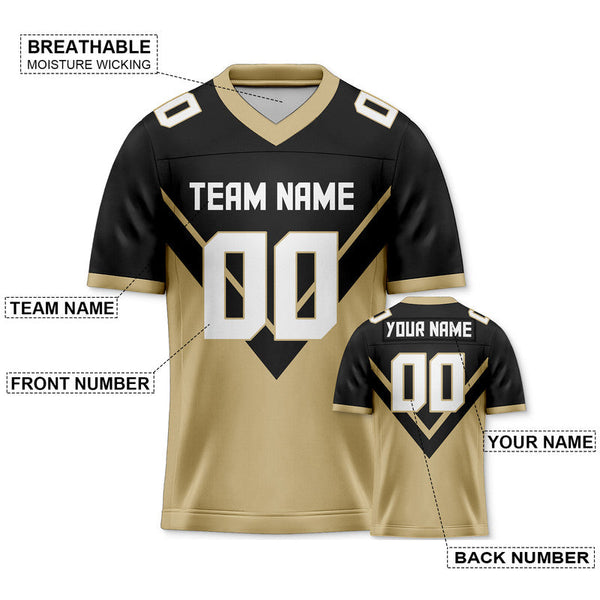 Custom Black Old Gold-White Concept Version Authentic Football Jersey