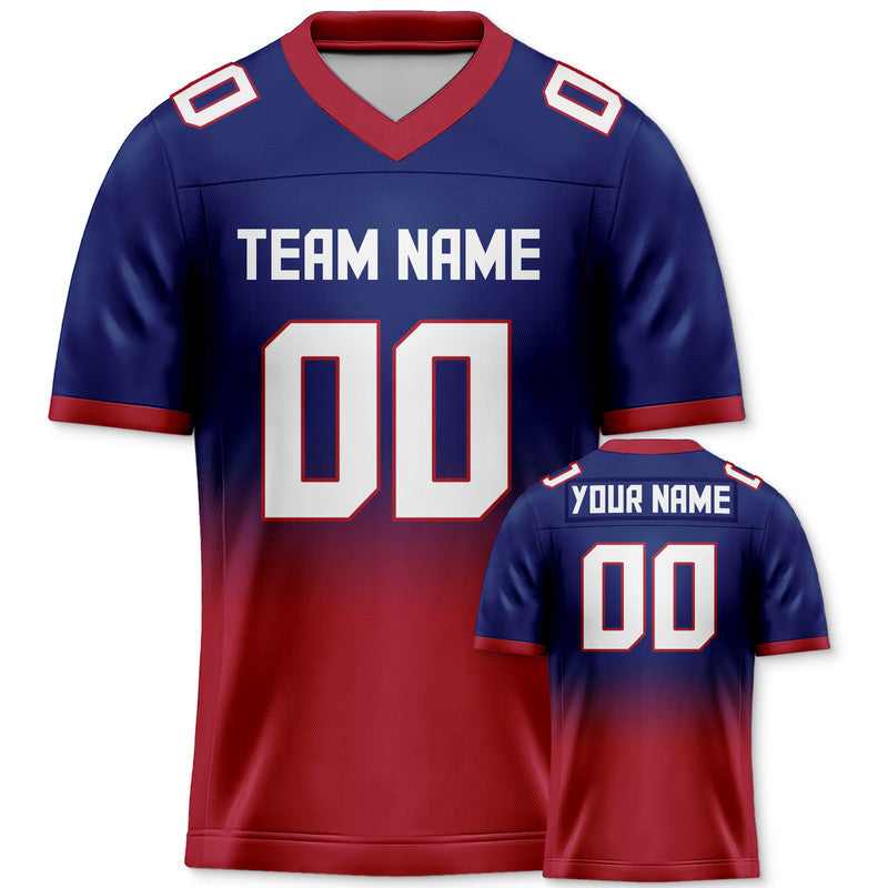 Custom Royal Red-White Authentic Split Fashion Football Jersey