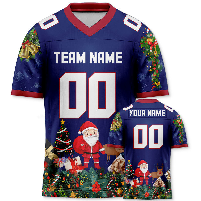 CHRISTMAS DAY CUSTOM ROYAL WHITE-RED SANTA CLAUS AUTHENTIC FOOTBALL JERSEY