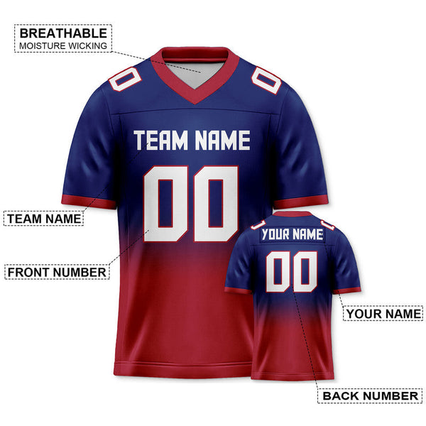 Custom Royal Red-White Authentic Split Fashion Football Jersey