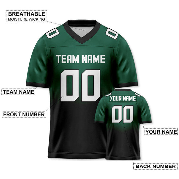 Custom Kelly Green Black-White Authentic Split Fashion Football Jersey