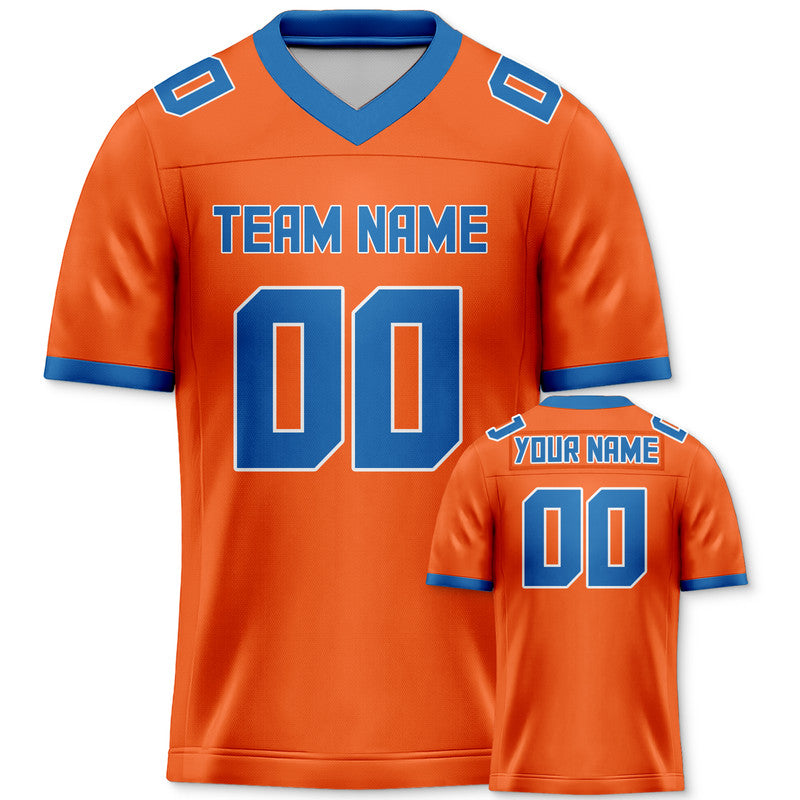 Custom Orange Powder Blue Mesh Authentic Football Jersey